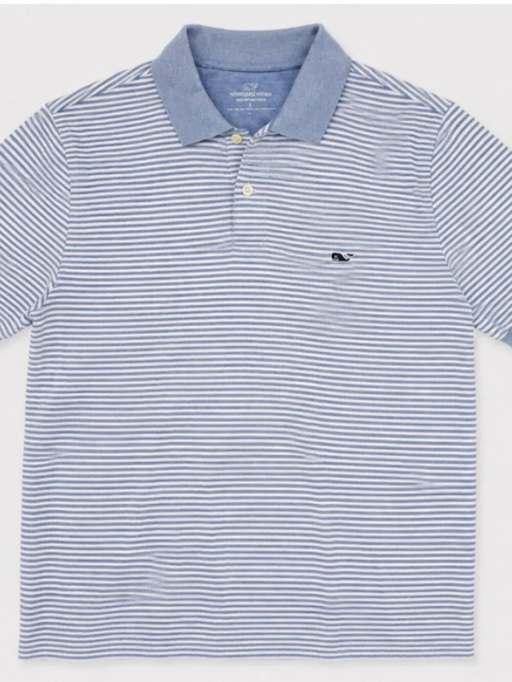Vineyard Vines Boys Edgartown Polo Shirt Youth Large L 14 Blue White Stripe
